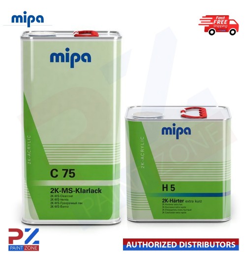 MIPA 2K MS Klarlack C75 CLEARCOAT LACQUER WITH H5 EXTRA FAST HARDENER 7.5LTR KIT